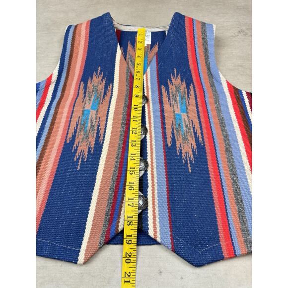 Ortega’s Chimayo RARE Blanket Native Aztec Hand Woven Wool N.M. USA Vest Size M - Picture 8 of 9